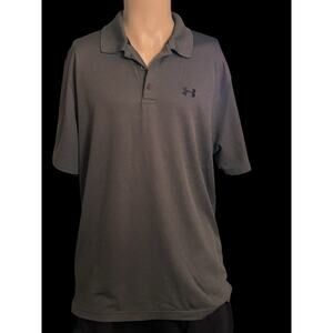 Under Armour Men's Large Polo Gray Shirt Loose‎ Heat Gear